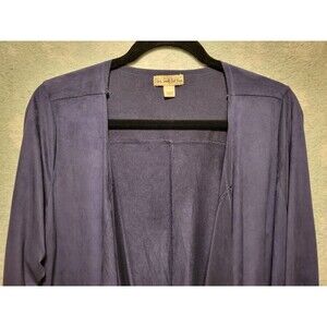 Live & Let Live Tie Front Open Front Cardigan Navy Large Soft Feminine Minimal